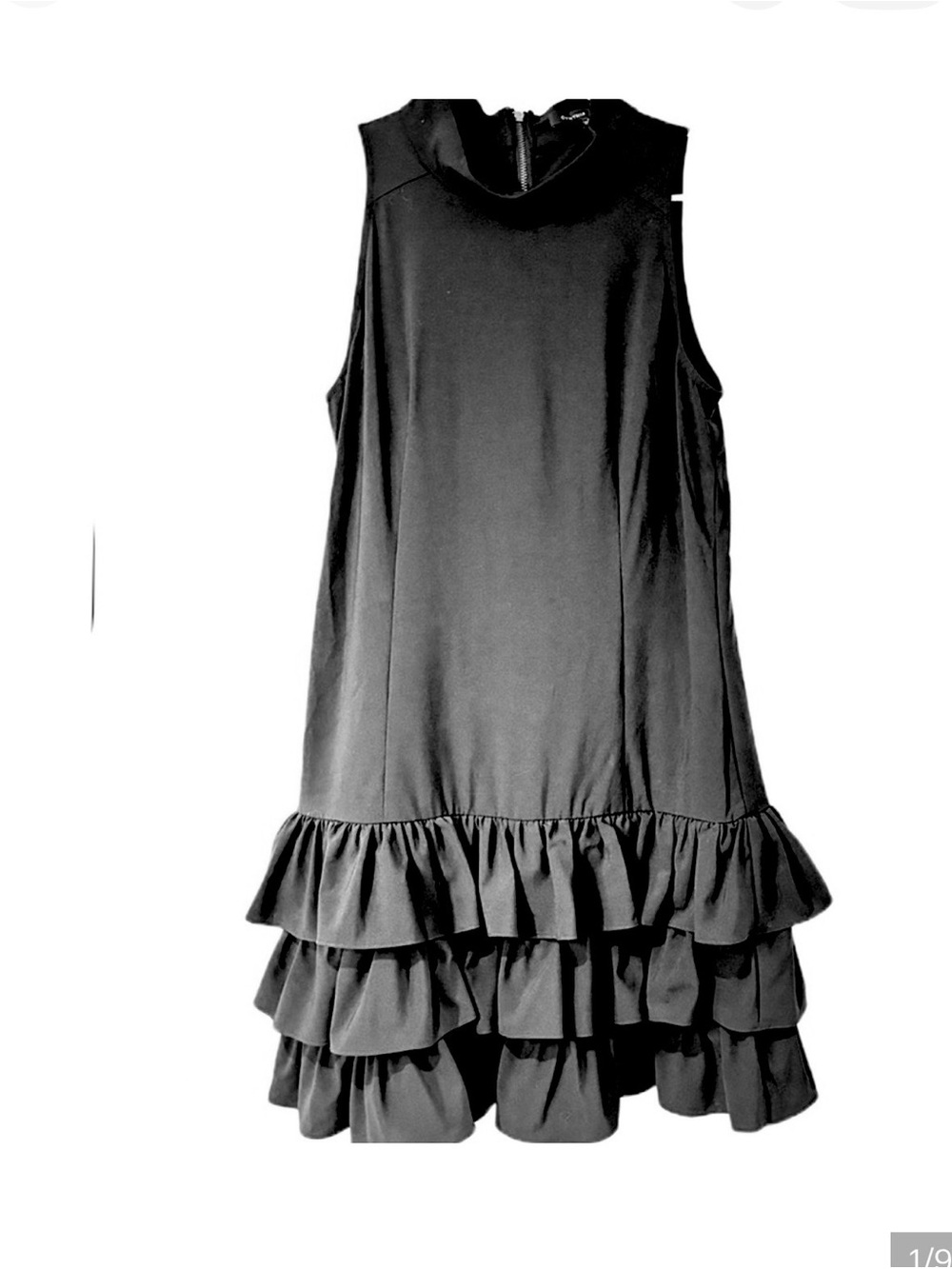 Cynthia Steffe Sleeveless A-Line Dark Black Mini Dress With Bottom Ruffles Sz 4